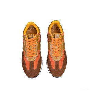 Dunhill Lace-Up Casual Suede Sneakers Orange